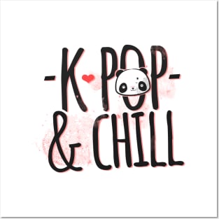 'K-Pop And Chill Panda Bear' Funny Panda Gift Posters and Art